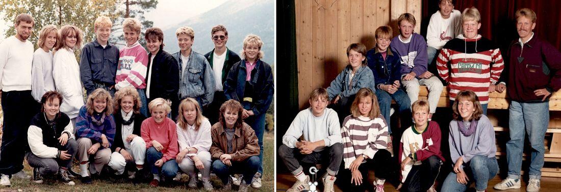 To klassebilder fra 1990 og 1991