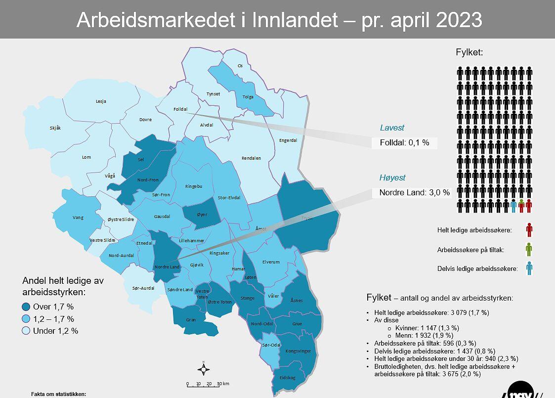 Arbeidsmarkedet i Innlandet april 2023, NAV
