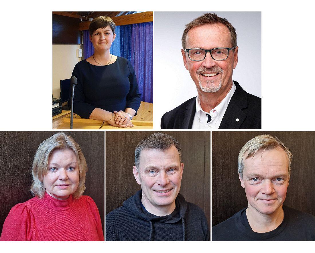 Formannskapet 2023–2027: Ordfører Marit Hougsrud (Sp), varaordfører Ståle Borgersen (H), Catrine Hagen (Ap), Svein Erik Wold (Sp) og Roger Kjensrud (Ap)