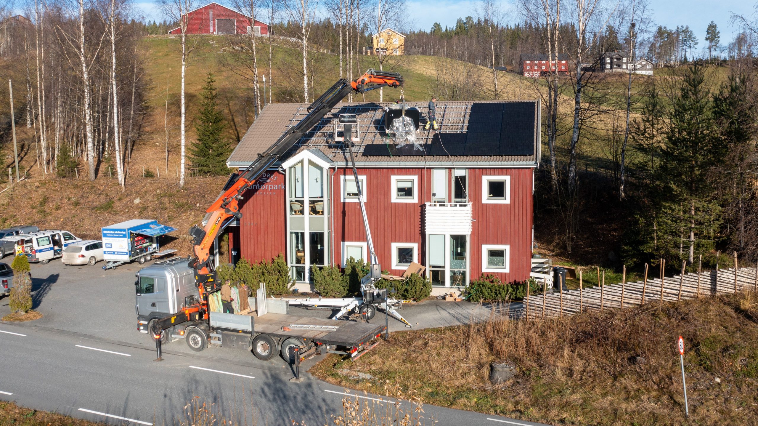 Kontorparken får solceller Dronefoto: Helge Nordy