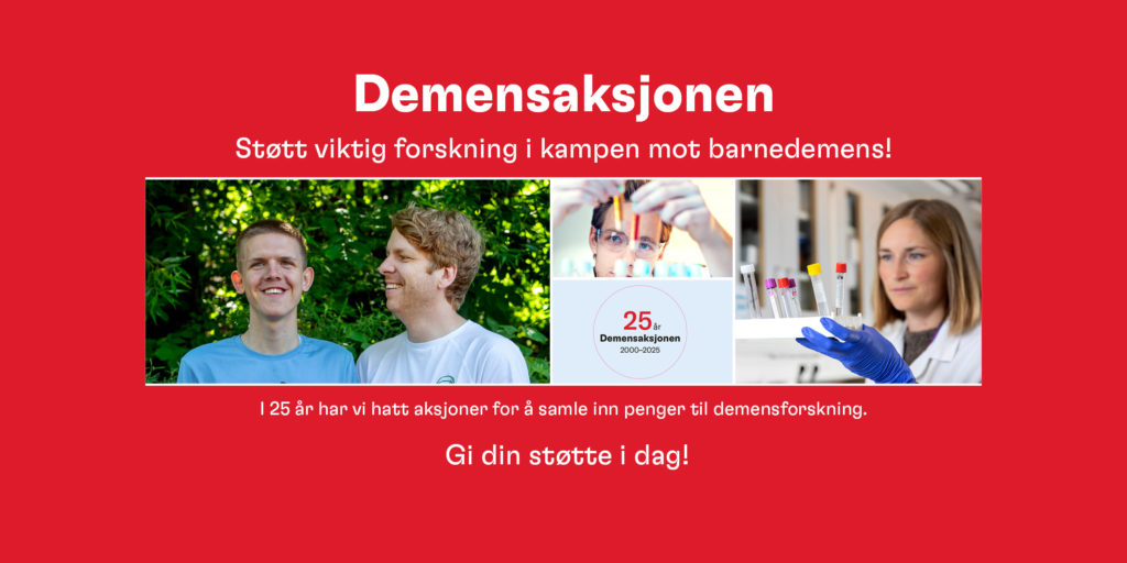 – Bare forskning kan stoppe barnedemens! Støtt Demensaksjonen, oppfordrer Syver Blindheim og Jan Runar Eliassen. Foto: Øyvind Blindheim